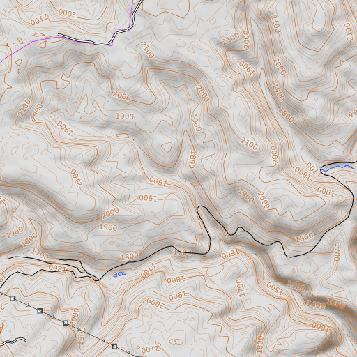 OpenTopoMap map of North Prong Poor Fork, TN