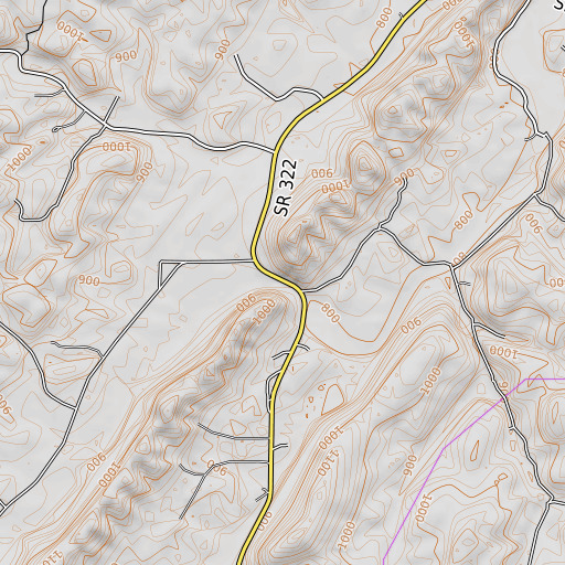 OpenTopoMap map of Pattie Gap, TN