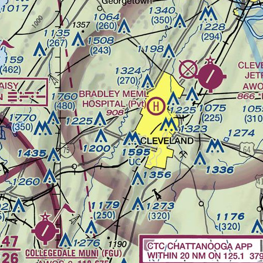 FAA VFR chart of Payne Gap, TN