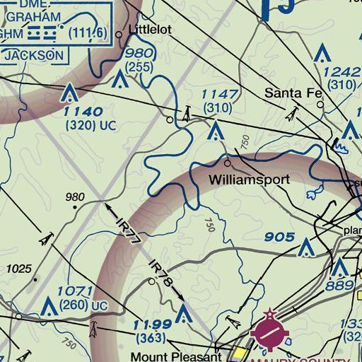 FAA VFR chart of Peddler Bluff, TN