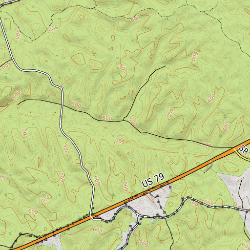 OpenTopoMap map of Pine Hollow, TN