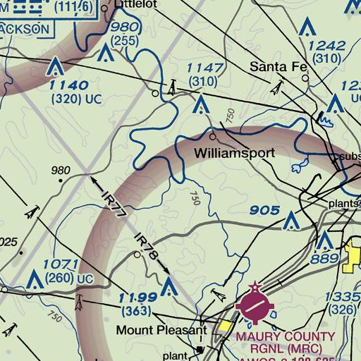 FAA VFR chart of Pipkin Bluff, TN