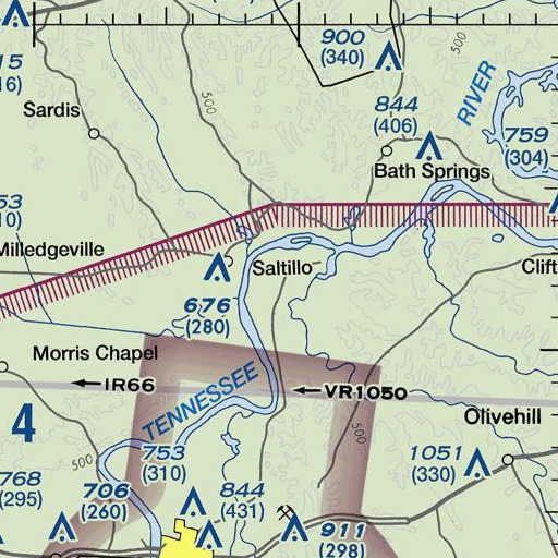 FAA VFR chart of Pitts Bend, TN