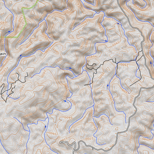 OpenTopoMap map of Pole Bridge Branch, TN