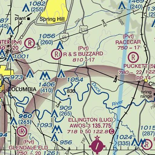 FAA VFR chart of Pumpkin Creek, TN