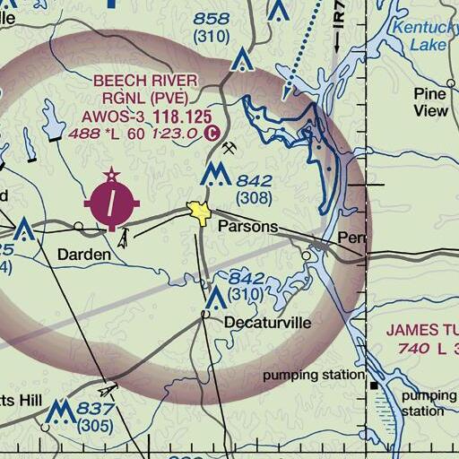 FAA VFR chart of Rains Branch, TN