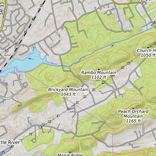 OpenTopoMap map of Rule Gap, TN