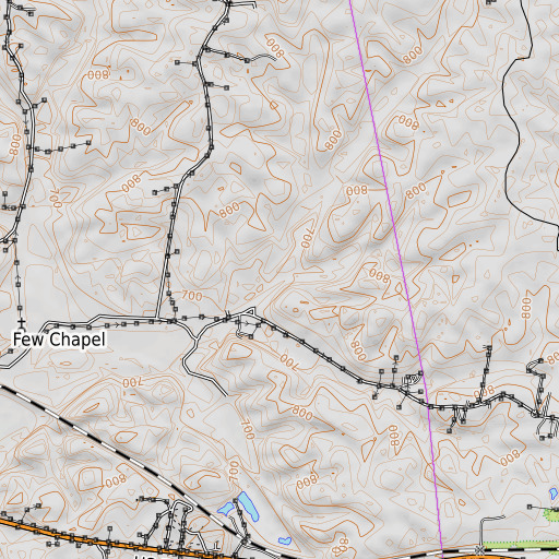 OpenTopoMap map of Sawmill Branch, TN