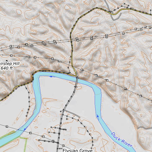 OpenTopoMap map of Cold Branch, TN