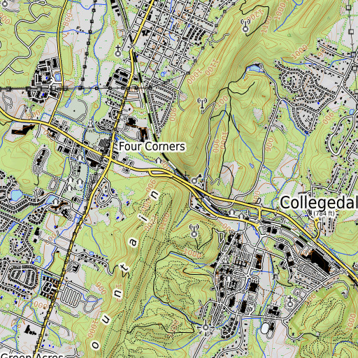 OpenTopoMap map of Collegedale Gap, TN