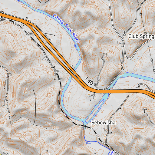 OpenTopoMap map of Congo Bottom, TN