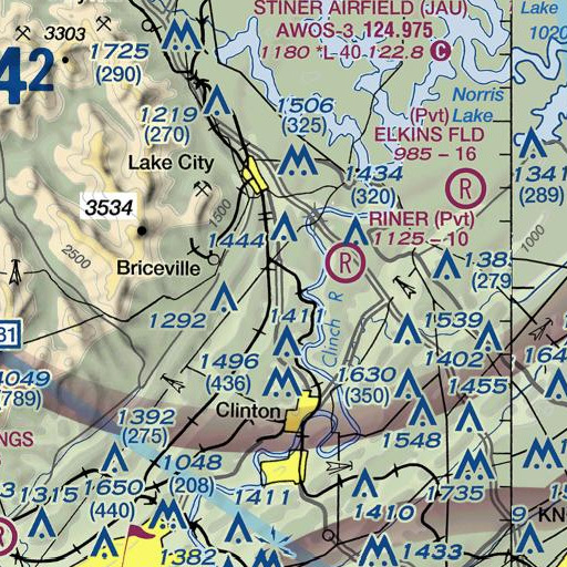 FAA VFR chart of Doe Creek, TN