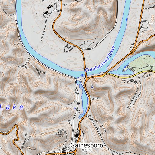 OpenTopoMap map of Doe Creek, TN