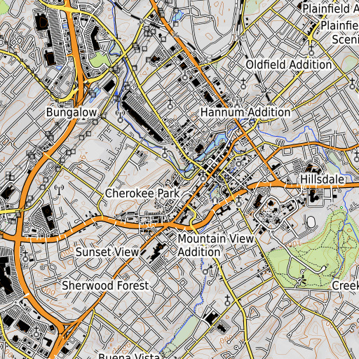 OpenTopoMap map of Blount County Library, TN