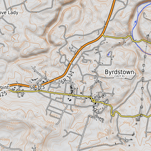 OpenTopoMap map of Pickett County Elementary School, TN
