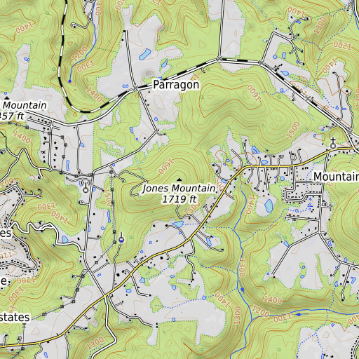 OpenTopoMap map of Jones Mountain, TN