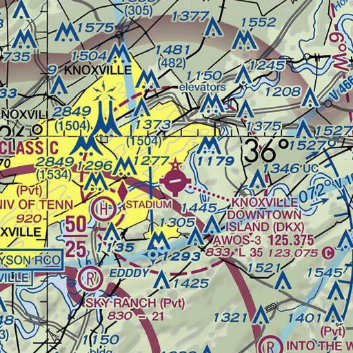 FAA VFR chart of McNutt Shoals, TN