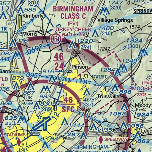 FAA VFR chart of Center Point Lake, AL