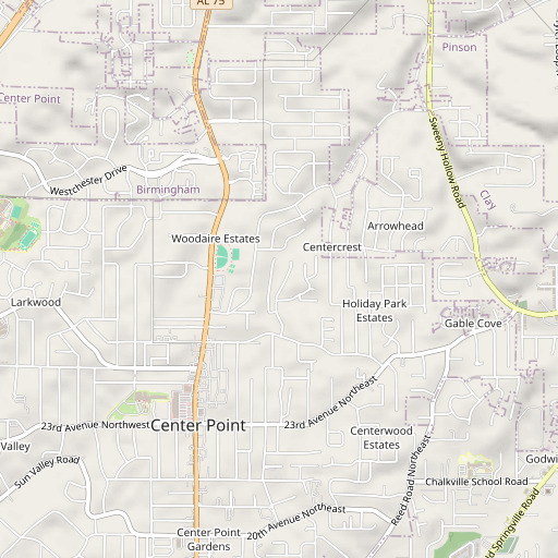 OpenStreetMap map of Center Point Lake, AL