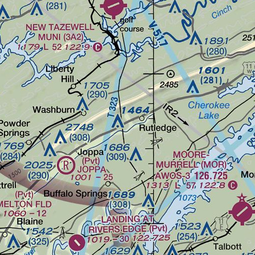 FAA VFR chart of Rutledge High School, TN