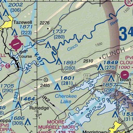 FAA VFR chart of Slave Cemetery, TN