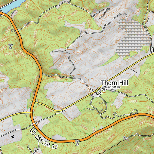 OpenTopoMap map of Slave Cemetery, TN