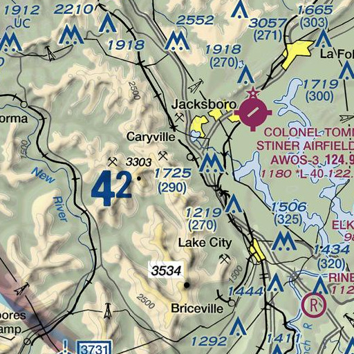 FAA VFR chart of Sun Mines, TN
