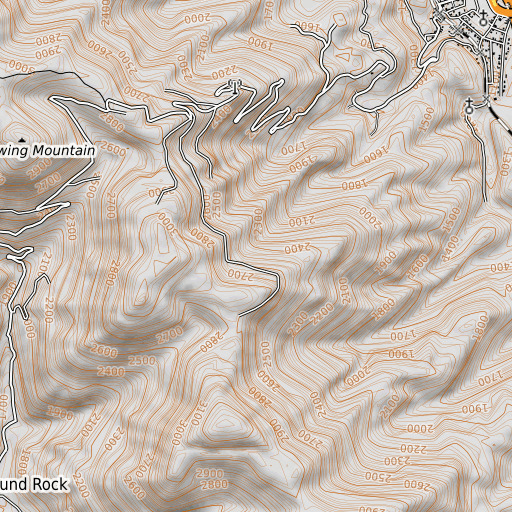 OpenTopoMap map of Sun Mines, TN