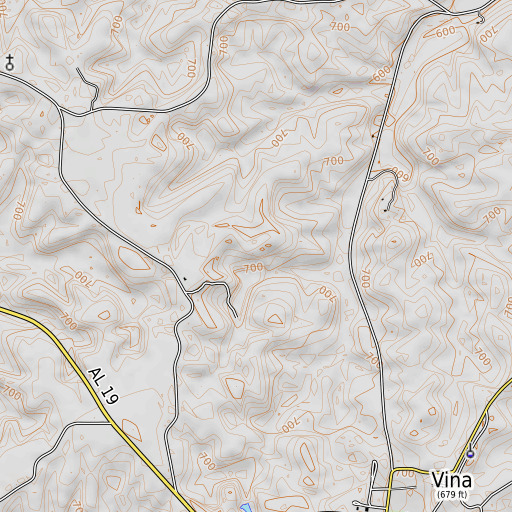 OpenTopoMap map of McMurray Dam, AL
