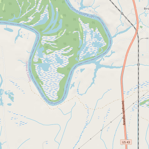 OpenStreetMap map of Birdine Bar, AL