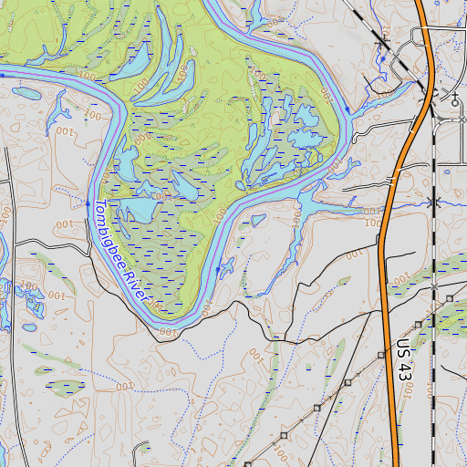 OpenTopoMap map of Birdine Bar, AL