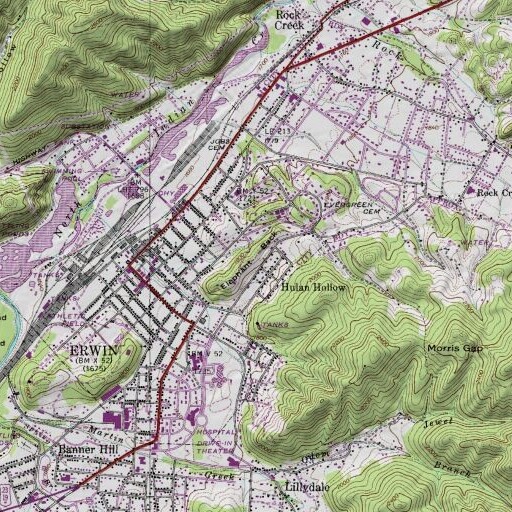 USGS 24K topo map of Elephant Back, TN