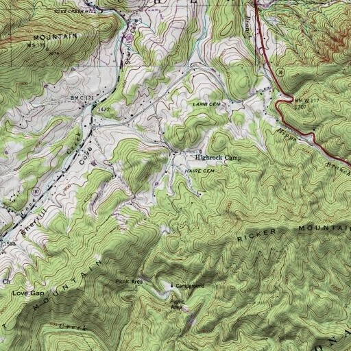 USGS 24K topo map of Haire Cemetery, TN