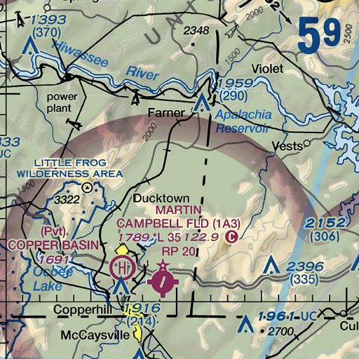 FAA VFR chart of Hall Creek, TN