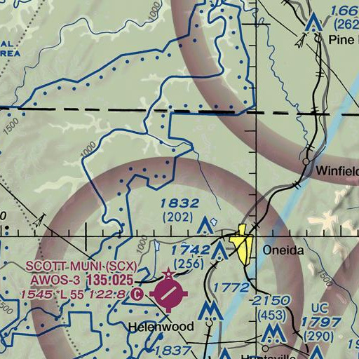 FAA VFR chart of Indian Head Mountain, TN