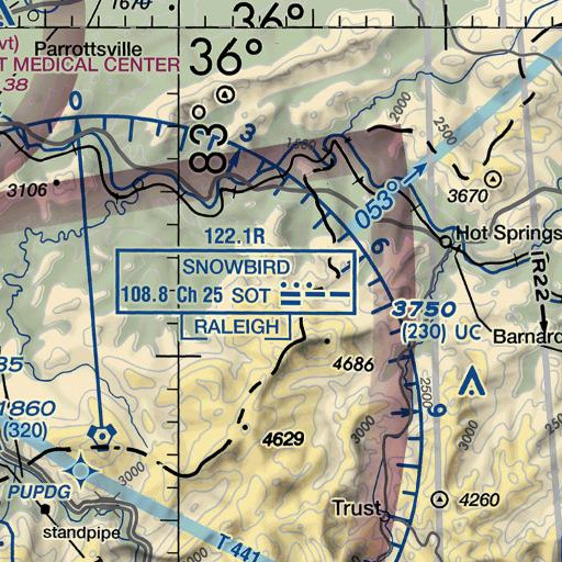 FAA VFR chart of Low Gap, TN