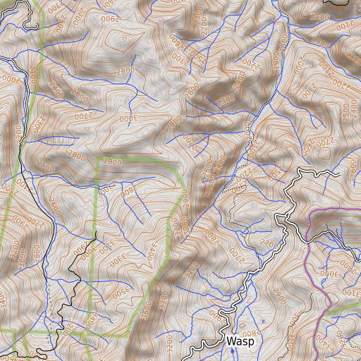 OpenTopoMap map of Low Gap, TN