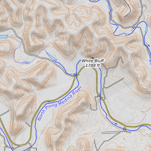 OpenTopoMap map of Brewington Creek, TX