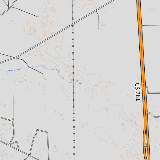 OpenTopoMap map of Calosa Creek, TX