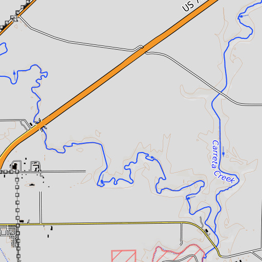 OpenTopoMap map of Cuarto Esquinas Well, TX
