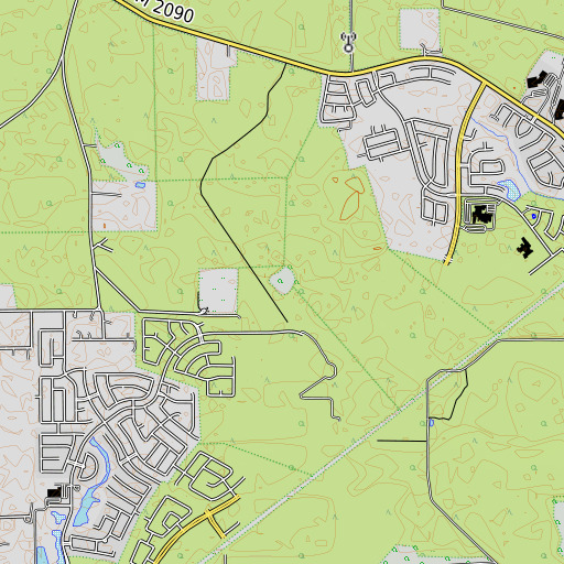 OpenTopoMap map of Duke Pond, TX