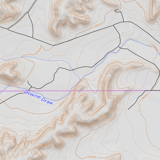 OpenTopoMap map of Fortyone Draw, TX