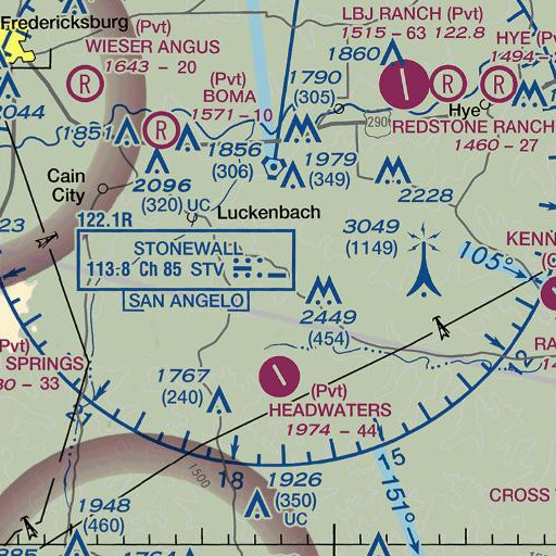 FAA VFR chart of Franz Ranch, TX