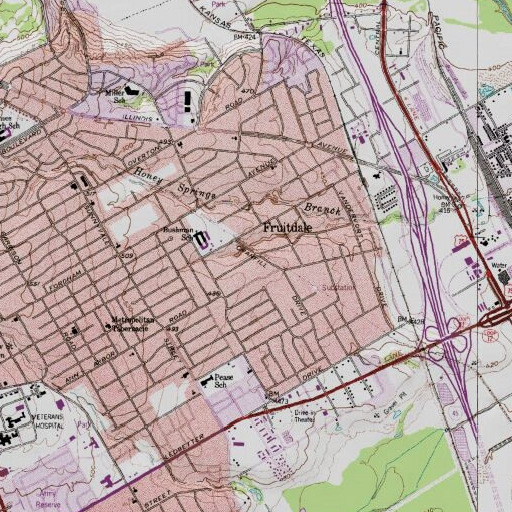 USGS 24K topo map of Fruitdale, TX