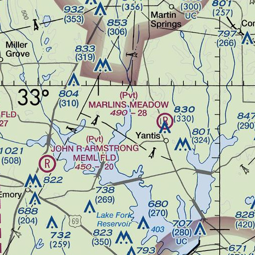 FAA VFR chart of Kintchloe Branch, TX