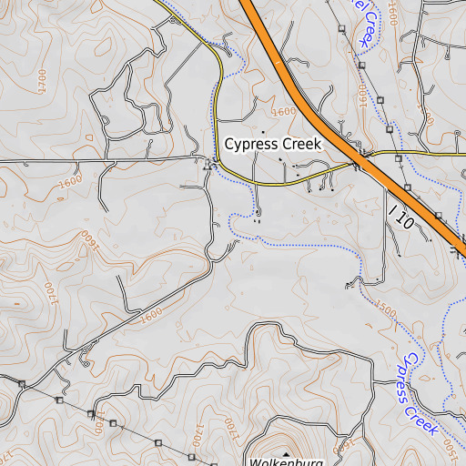 OpenTopoMap map of Lazy Valley, TX