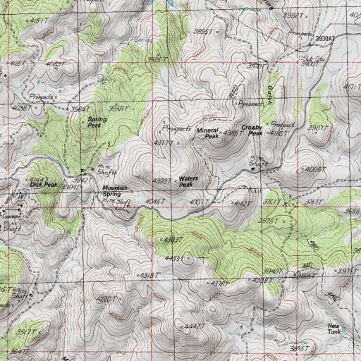 USGS 24K topo map of Waters Peak, AZ
