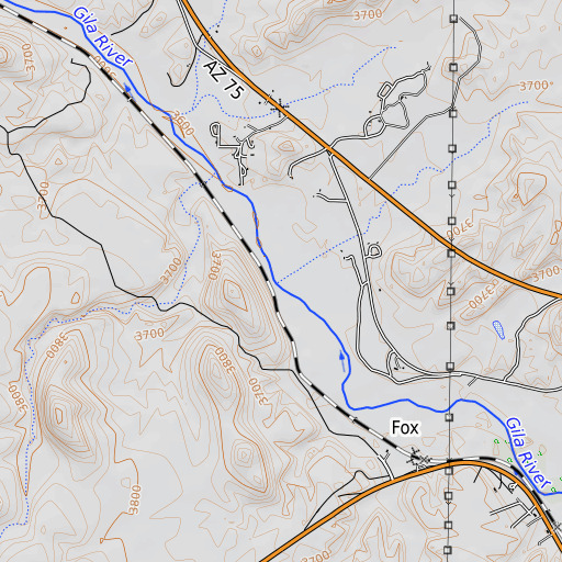 OpenTopoMap map of Waters Wash, AZ