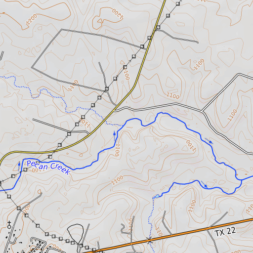 OpenTopoMap map of Logan Branch, TX