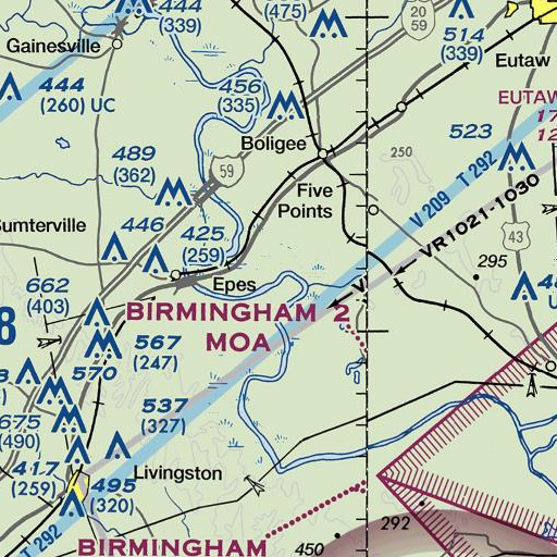 FAA VFR chart of Boligee Bar, AL